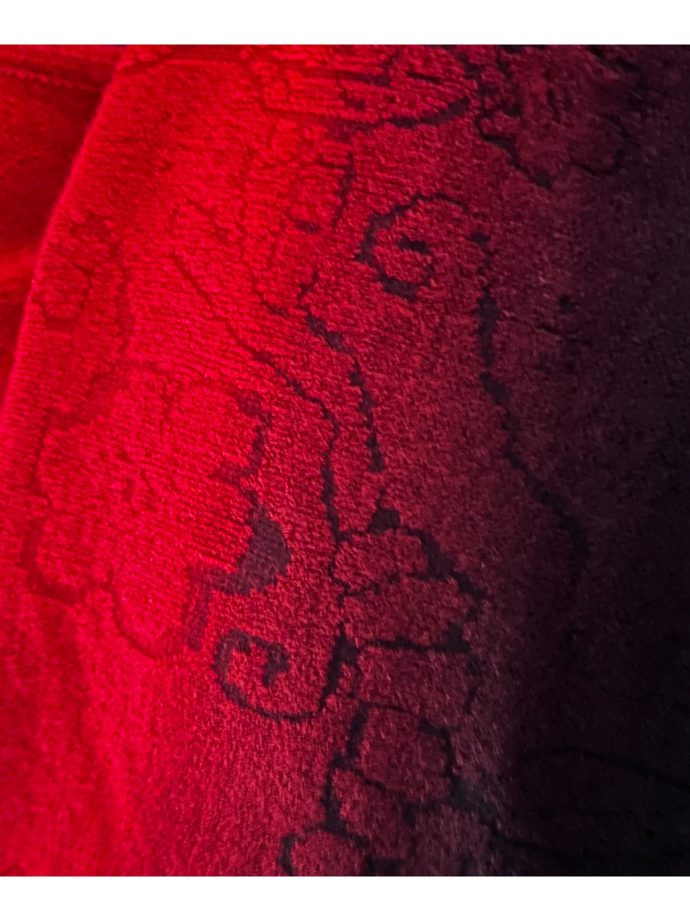 Ombre Layered circular Shawl Faux Fur Pom Pom Trim Red Black Floral Wrap Scarf - Picture 11 of 13
